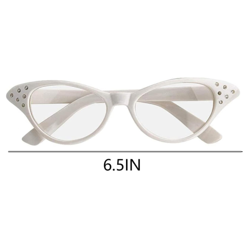 2 Pack Cat Eye Retro Costume Dress Up Hip Hop Rhinestone Glasses, Cat Eye Eyeglasses for Halloween Christmas