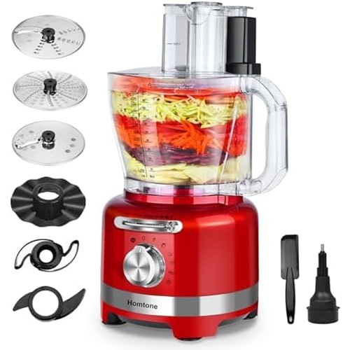 Homtone 16 Cup Food Processor - Red