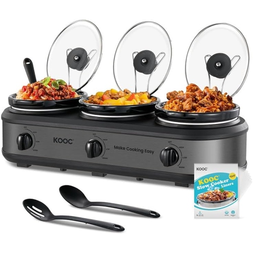 Triple Slow Cooker Buffet Server and Food Warmer