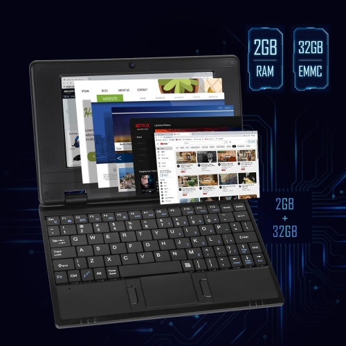 Laptop Computer(7 inch), Quad Core Powered by Android 12.0, Netbook Computer with WiFi, Webcam and Bluetooth, Mini Laptop with Bag, Mouse, and Mouse