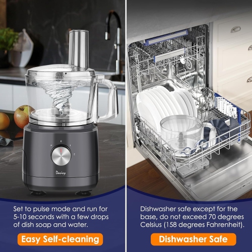 Food Processor 7 Cup,Built-in Storage Drawer Small Food Processor with 10 set blades