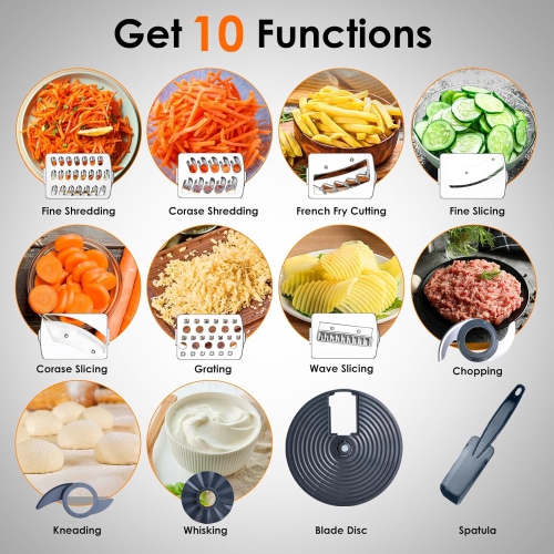 Food Processor 7 Cup,Built-in Storage Drawer Small Food Processor with 10 set blades