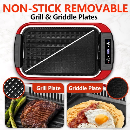 Indoor Grill, CUSIMAX Smokeless Grill Indoor, Electric Grill Griddle
