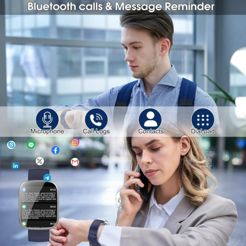 Smart Watch for Men Women Bluetooth Call, 1.95" HD Touch Screen Fitness Watch with Sleep Heart Rate Monitor, 100+ Sports Modes, IP68 Waterproof