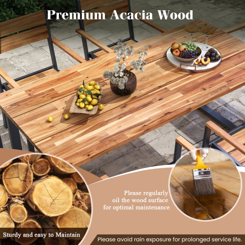 Gymax 7 Piece Patio Dining Set 69'' Rectangle Table w/ 6 Stackable Chairs