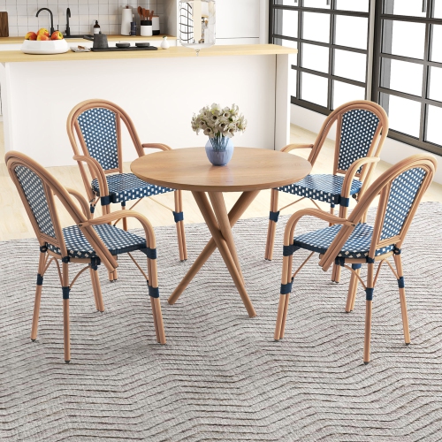 GYMAX  Outdoor French Bistro Chairs 4 PCs W/ Armrests Galvanized Metal Frame