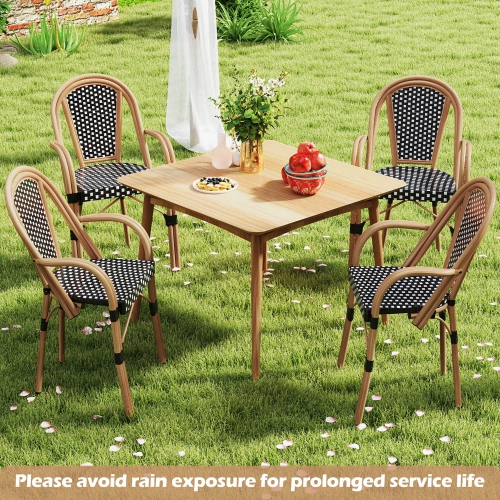 Gymax Outdoor French Bistro Chairs 4 PCS w/ Armrests Galvanized Metal Frame