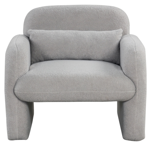 Gymax Modern Accent Chair Sherpa Fabric Upholstered Armchair w/ Waist Pillow