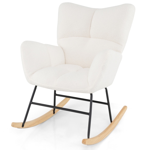 Gymax Nursery Rocking Chair w/Comfy Backrest & Armrest Solid Wood Base for Living Room
