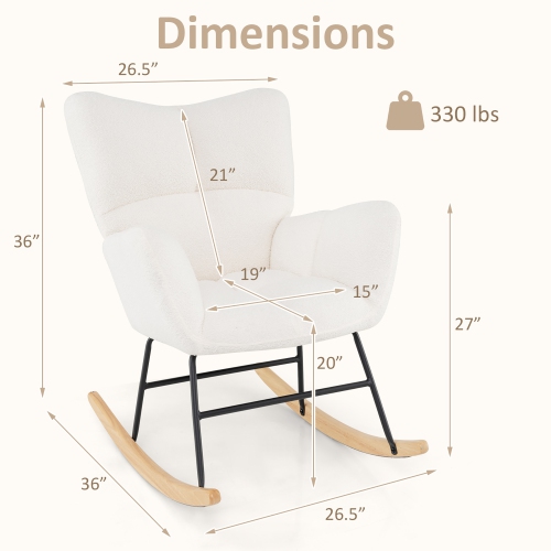 Gymax Nursery Rocking Chair w/Comfy Backrest & Armrest Solid Wood Base for Living Room