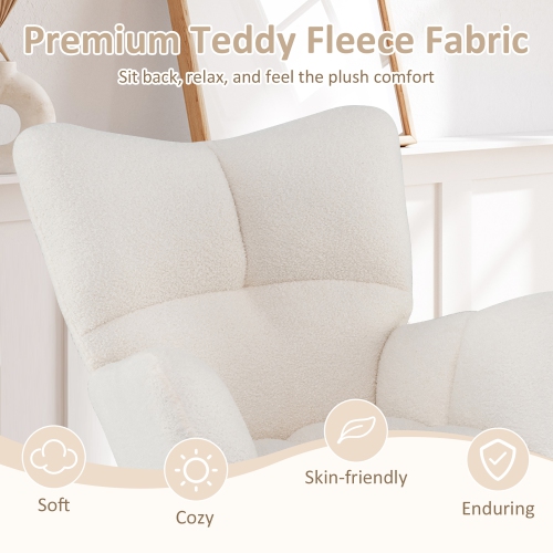 Gymax Nursery Rocking Chair w/Comfy Backrest & Armrest Solid Wood Base for Living Room