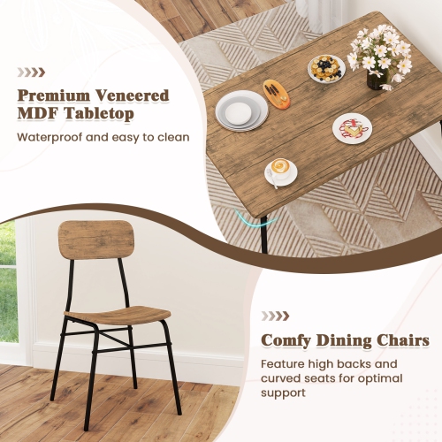 Gymax Dining Table Set for 4 Dining Room Kitchen Table w/ Bench 2 Chairs 4-Piece Set