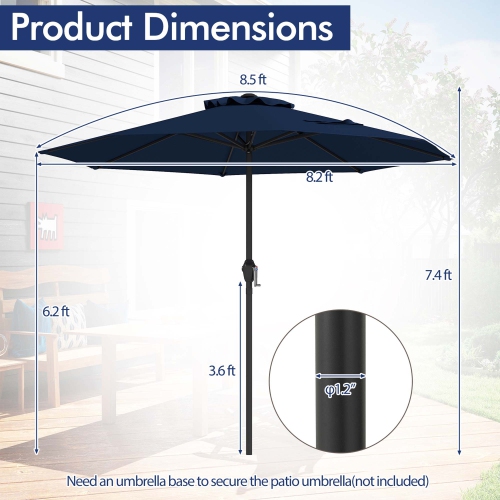 Gymax Outdoor Patio Umbrella Modern Table Umbrella w/8 Heavy Duty Ribs Sun-proof