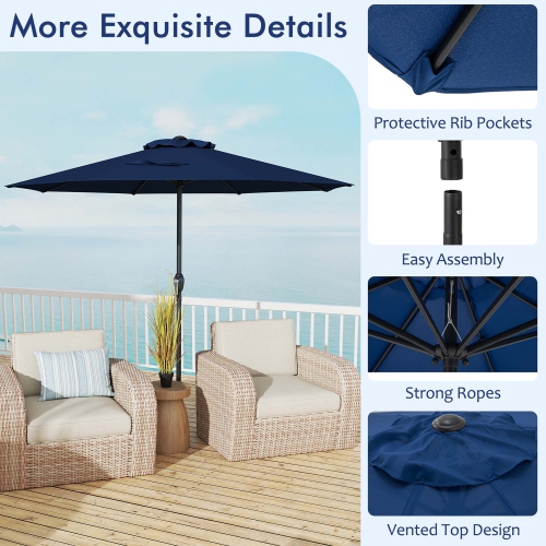 Gymax Outdoor Patio Umbrella Modern Table Umbrella w/8 Heavy Duty Ribs Sun-proof