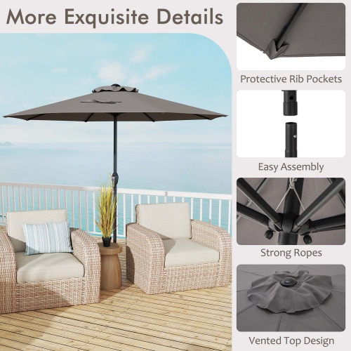 Gymax Outdoor Patio Umbrella Modern Table Umbrella w/8 Heavy Duty Ribs Sun-proof