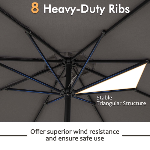 Gymax Outdoor Patio Umbrella Modern Table Umbrella w/8 Heavy Duty Ribs Sun-proof
