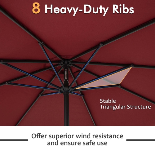 Gymax Outdoor Patio Umbrella Modern Table Umbrella w/8 Heavy Duty Ribs Sun-proof