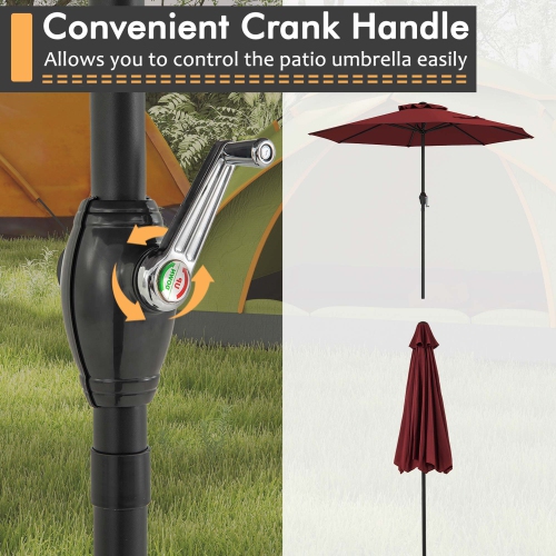 Gymax Outdoor Patio Umbrella Modern Table Umbrella w/8 Heavy Duty Ribs Sun-proof