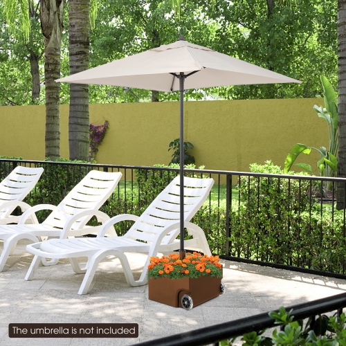 Gymax 170lbs Patio Umbrella Base Stand Wheels Planter Outdoor Heavy Duty Garden Black