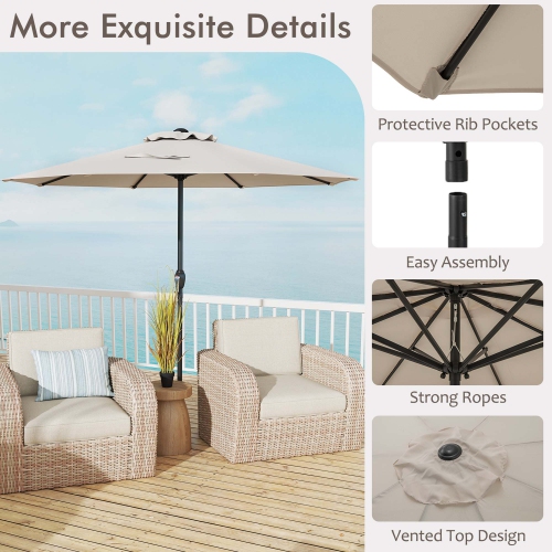 Gymax Outdoor Patio Umbrella Modern Table Umbrella w/8 Heavy Duty Ribs Sun-proof