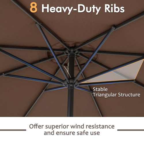 Gymax Outdoor Patio Umbrella Modern Table Umbrella w/8 Heavy Duty Ribs Sun-proof