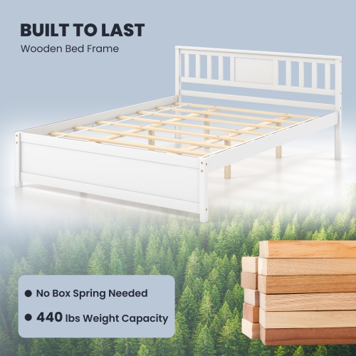 Gymax Twin / Queen / Full Size Bed Frame w/ Headboard Wood Slat Support No Box Spring Needed