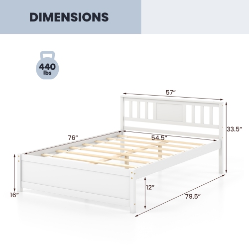 Gymax Twin / Queen / Full Size Bed Frame w/ Headboard Wood Slat Support No Box Spring Needed