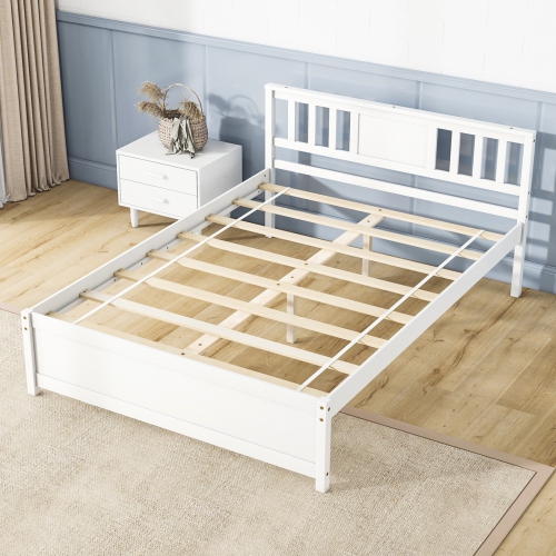 Gymax Twin / Queen / Full Size Bed Frame w/ Headboard Wood Slat Support No Box Spring Needed