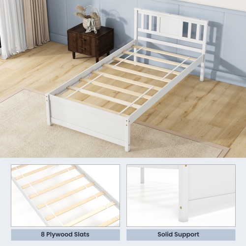 Gymax Twin / Queen / Full Size Bed Frame w/ Headboard Wood Slat Support No Box Spring Needed