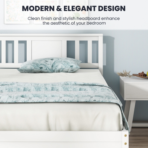 Gymax Twin / Queen / Full Size Bed Frame w/ Headboard Wood Slat Support No Box Spring Needed