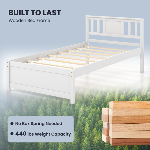 Gymax Twin / Queen / Full Size Bed Frame w/ Headboard Wood Slat Support No Box Spring Needed