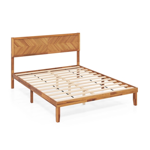 Gymax Twin/Full/Queen Size Bed Frame w/Headboard Wooden Slats Support 9'' Under-bed Storage Space