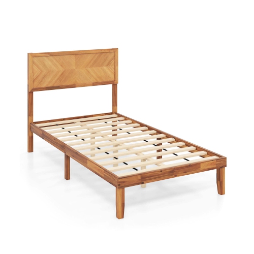 Gymax Twin/Full/Queen Size Bed Frame w/Headboard Wooden Slats Support 9'' Under-bed Storage Space