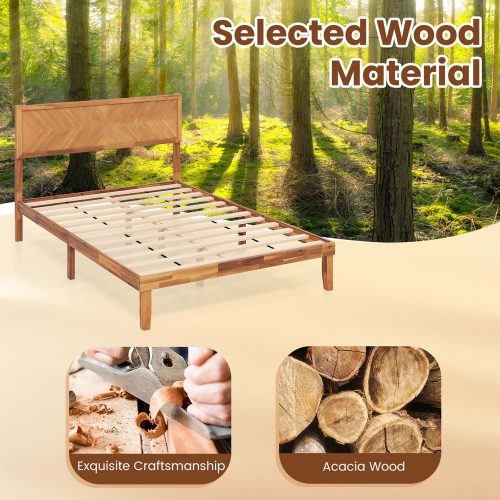 Gymax Twin/Full/Queen Size Bed Frame w/Headboard Wooden Slats Support 9'' Under-bed Storage Space