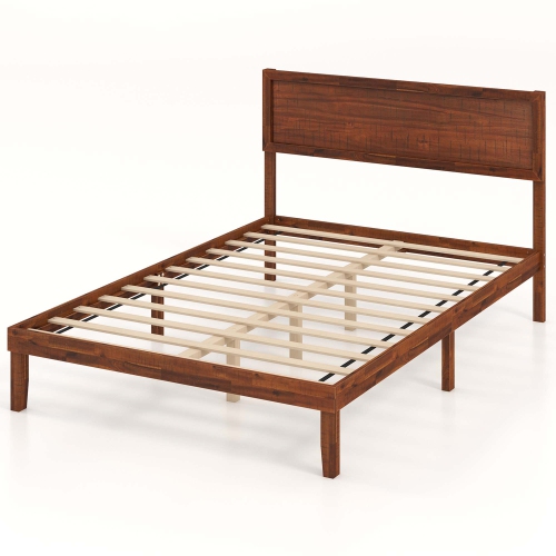 Gymax Twin/Full/Queen Bed Frame w/ Rustic Headboard Under-bed Storage Space No Box Spring Needed
