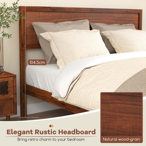 Gymax Twin/Full/Queen Bed Frame w/ Rustic Headboard Under-bed Storage Space No Box Spring Needed