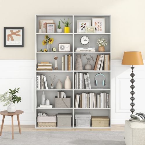 Gymax 6-Tier Bookshelf 70'' Tall Wooden Freestanding Storage Organizer w/ Open Shelves
