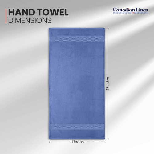 Canadian Linen Imperial Hand Towels, 6 Pack, 16”x27”, Lightweight Quick Dry Soft Absorbent Cotton Towels for Home, Salons, Spa, Gyms, Pool, Light Blue