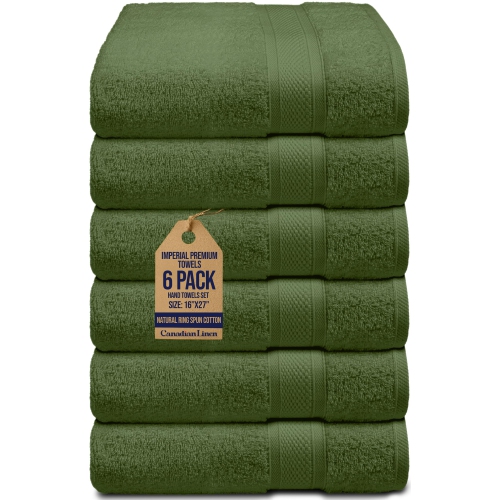 Canadian Linen Imperial Premium – Ensemble de 6 serviettes en coton doux absorbant 16 x 27&nbsp;po à séchage rapide légères pour Home Hotel Hair