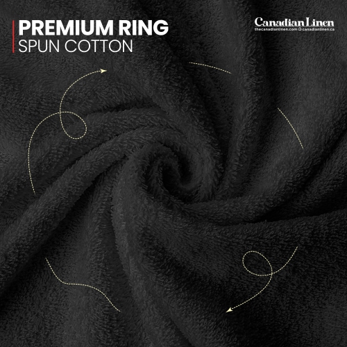 Canadian Linen Imperial Medium Bath Towels Set, 24”x48” 6 Pack, Lightweight Quick Dry Soft Absorbent Cotton Towel for Salon Yoga Spa Gym Makeup, Black