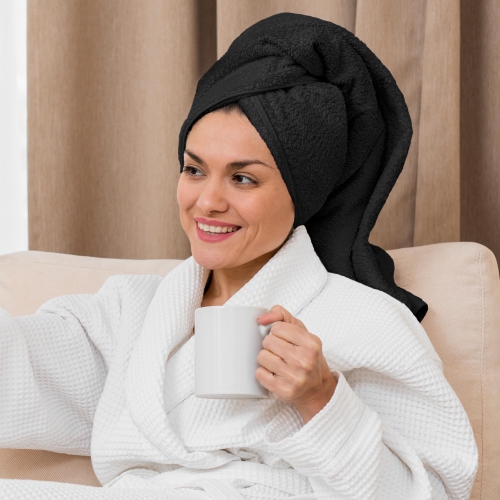 Canadian Linen Imperial Medium Bath Towels Set, 24”x48” 6 Pack, Lightweight Quick Dry Soft Absorbent Cotton Towel for Salon Yoga Spa Gym Makeup, Black