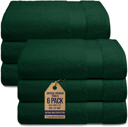 Canadian Linen Imperial Premium Medium Bath Towels Set 24”x48” 6 Pack Extra Soft Highly Absorbent Cotton Towel Lightweight Quick Dry Bathroom Towel f