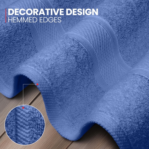 Canadian Linen Imperial Medium Bath Towels Set, 24”x48” 6 Pack, Soft Absorbent Cotton Lightweight Quick Dry Yoga Towels for Home Hotel Spa, Light Blue