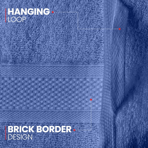 Canadian Linen Imperial Medium Bath Towels Set, 24”x48” 6 Pack, Soft Absorbent Cotton Lightweight Quick Dry Yoga Towels for Home Hotel Spa, Light Blue