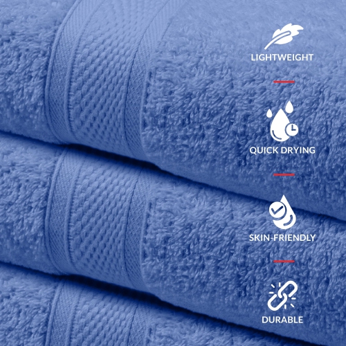 Canadian Linen Imperial Medium Bath Towels Set, 24”x48” 6 Pack, Soft Absorbent Cotton Lightweight Quick Dry Yoga Towels for Home Hotel Spa, Light Blue