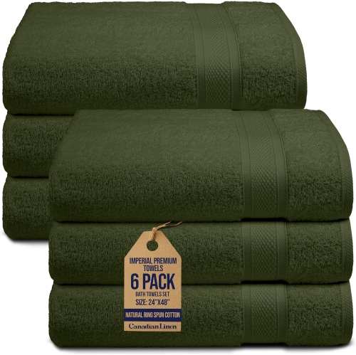 Canadian Linen Imperial Premium Medium Bath Towels Set, 24”x48” 6 Pack Extra Soft Highly Absorbent Cotton Towel Lightweight Quick Dry Bathroom Towel