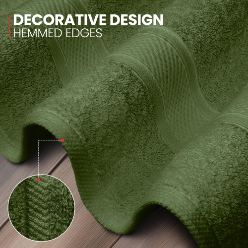 Canadian Linen Imperial Medium Bath Towels Set, 24”x48” 6 Pack, Lightweight Quick Dry Soft Absorbent Cotton Towel for Home Spa Resort Pool, Olive