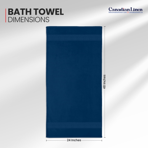 Canadian Linen Imperial Medium Bath Towels Set, 24”x48” 6 Pack Soft Absorbent Cotton Lightweight Quick Dry Towel for Home Spa Salon Resorts, Navy Blue