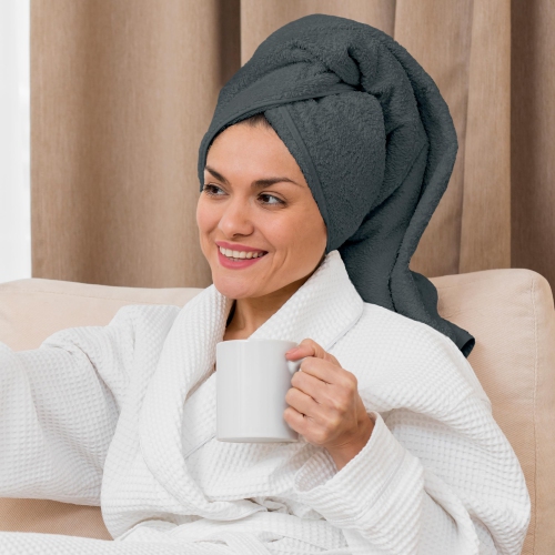 Canadian Linen Imperial Medium Bath Towels Set, 24”x48” 6 Pack Lightweight Quick Dry Soft Absorbent Cotton Towel for Home, Hospitality, Gym, Dark Grey