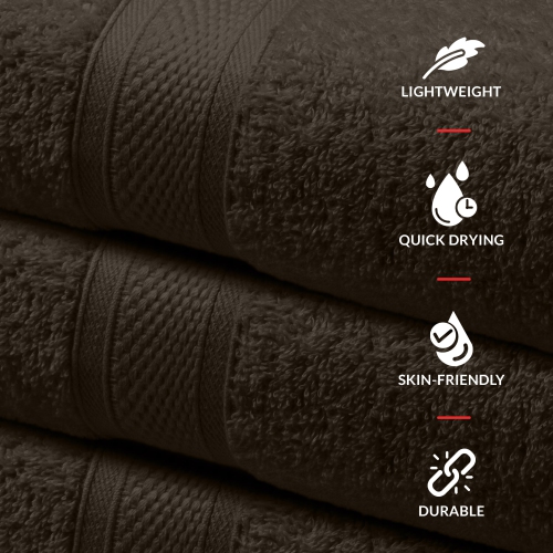 Canadian Linen Imperial Medium Bath Towels Set, 24”x48” 6 Pack, Lightweight Quick Dry Soft Absorbent Cotton Towel for Home, Motel, Beauty Salon, Brown